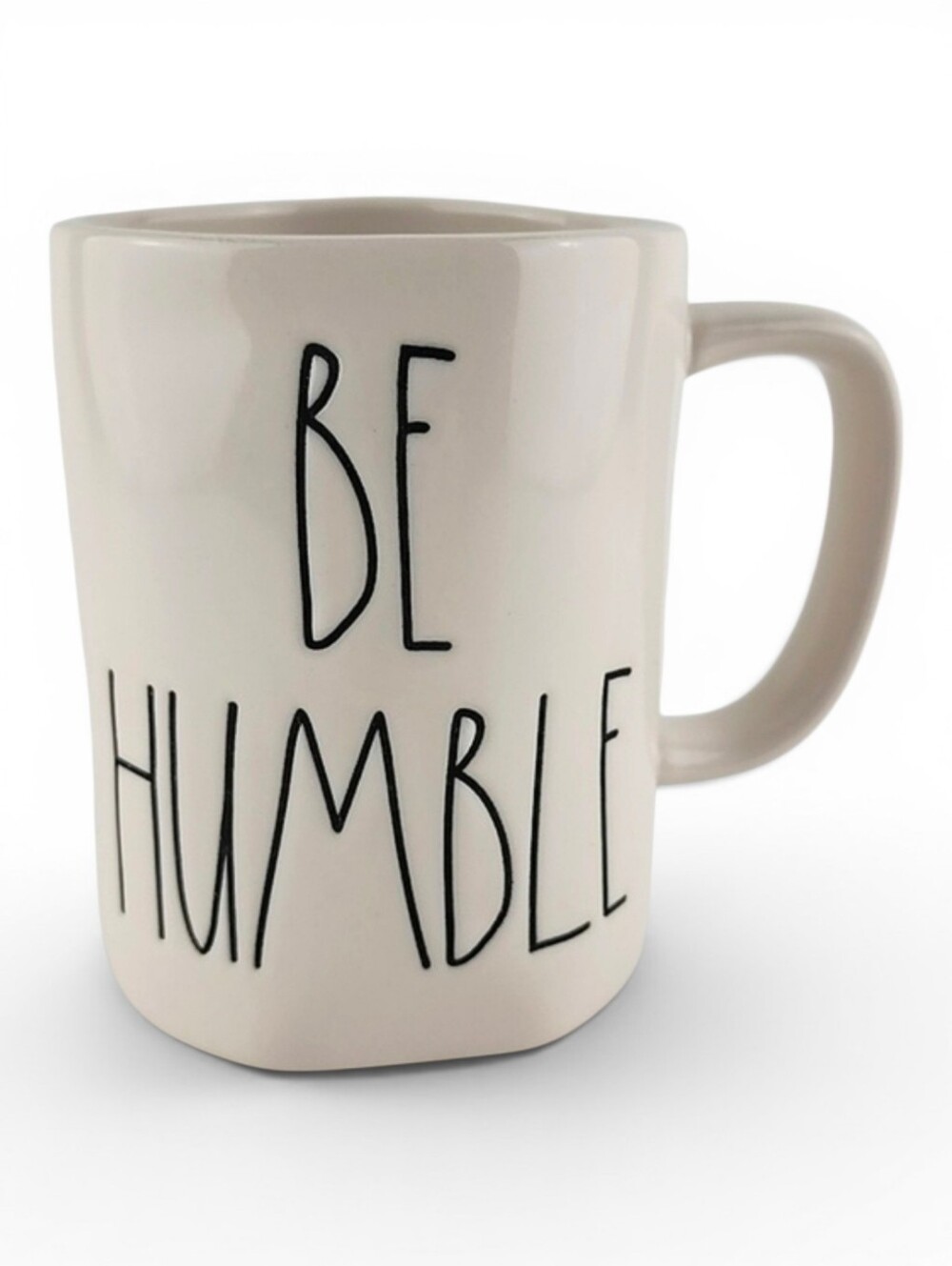 Rae Dunn Artisan White Ceramic Mug Large Black Letters BE HUMBLE